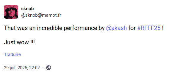That was an incredible performance by @akash for #RFFF25 ! Just wow !!!